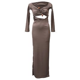 Autre Marque Robe maxi off-shoulder Distort Quartz de Christopher Esber en polyester marron Marron Rouge