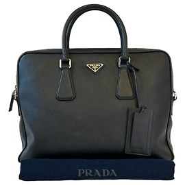 Prada Briefcase Black Leather Black