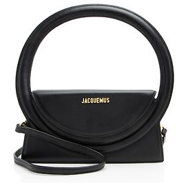 Jacquemus Leather Le Sac Round Tote Black