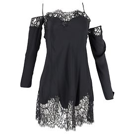 Abito Mini Nero in Seta con Dettagli in Pizzo Off-Shoulder di Givenchy Nero