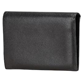 Prada-Prada Triangle Logo Plate Leather Wallet-Black