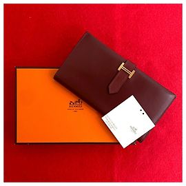Hermès Béarn Geldbörse aus Boxkalbsleder Rot