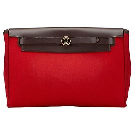 Pochette en cuir Hermès Herbag Toil Officier Rouge