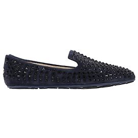 Mocassins Studded Jimmy Choo em camurça azul marinho Dourado Metálico