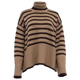 Oversized Rollkragenpullover mit Streifen von Totême aus brauner Wolle Braun