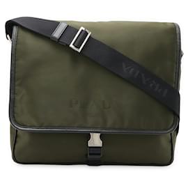 Prada-Prada Logo Jacquard Nylon Shoulder Bag-Green