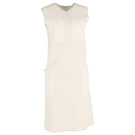 Céline Robe midi sans manches à quatre poches en viscose crème Celine Blanc Écru