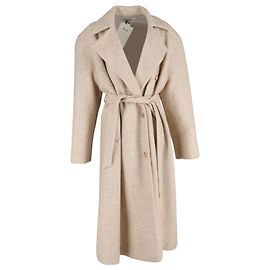 Magda Butrym Herringbone Double-Breasted Coat in Beige Wool Beige