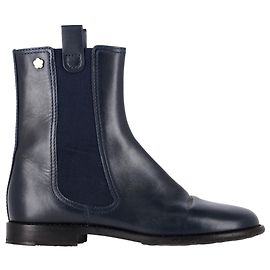 Chanel Chelsea Boots in Navy Blue Leather Blue Navy blue