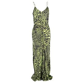Ganni Tiger-Print Maxikleid aus grüser Seide Grün