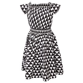 Abito nero in cotone con stampa geometrica off shoulder di Prada Altro