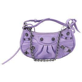 Bolsa de ombro Mini Le Cagole Chain da Balenciaga em couro de bezerro roxo Roxo