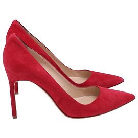 Décolleté Punta Manolo Blahnik in Camoscio Rosso Rosso