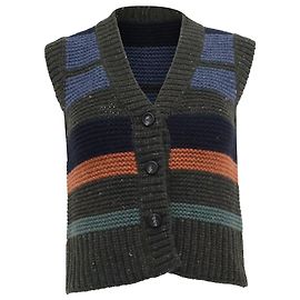 Gilet en cachemire multicolore à rayures et boutons Loro Piana Multicolore