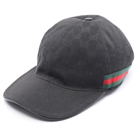 Gucci-Boné de poliéster e algodão com linha Web GG da Gucci-Preto