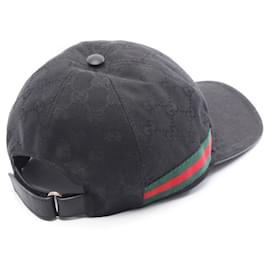Gucci-Boné de poliéster e algodão com linha Web GG da Gucci-Preto