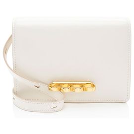 Alexander McQueen Calfskin Four-Ring Shoulder Bag White