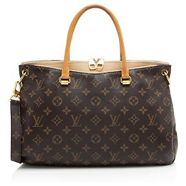 Borsa Pallas in tela Monogram Louis Vuitton Marrone Beige