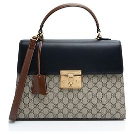 Gucci GG Supreme Padlock Medium Handtasche Braun Beige