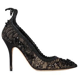 Christian Dior Pompes en polyester noir ornées de dentelle Dior Noir
