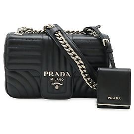 Prada Diagramme Soft Calf Shoulder Bag Black