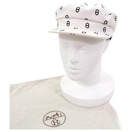 Hermès-Hermes Casquette Vauban Chaine d'Ancre Toile H Cotton Canvas Cap-White