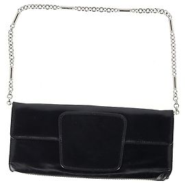 Bolsa clutch com aba Balenciaga com alça de corrente em couro preto Preto