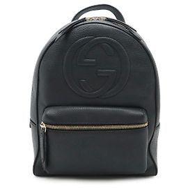 Gucci Soho Interlocking G Leder Rucksack Schwarz