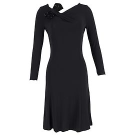 Giorgio Armani Robe midi en polyamide noire ornée de nœuds Armani Collezioni Noir
