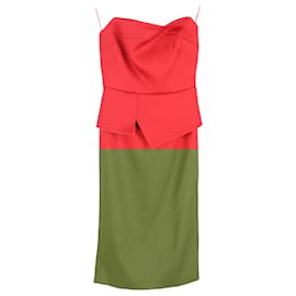 Roland Mouret- Roland Mouret Strapless Midi Dress in Red Viscose-Red
