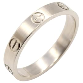 Cartier-Cartier Mini Love Au750 White Gold Ring Size 14.5-Silvery,Metallic