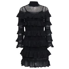 Zimmermann Zimmerman Mini-Kleid mit Hohem Rüschenausschnitt aus Schwarzem Polyester Schwarz