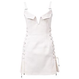 Autre Marque Abito Mini con Tasca Hook & Eye Dion Lee in Rayon Bianco Bianco Crudo