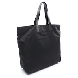 Prada-Prada Tote Bag Nylon Saffiano Leather Tote Bag-Black
