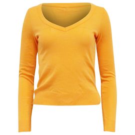 Joseph V-Ausschnitt Langarmtop aus orangefarbenem Baumwollstoff Orange