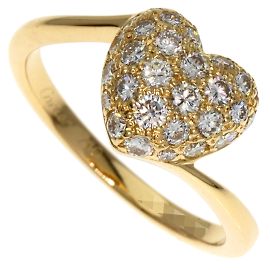 Cartier 18K Yellow Gold Heart Shape Diamond Band Ring Yellow