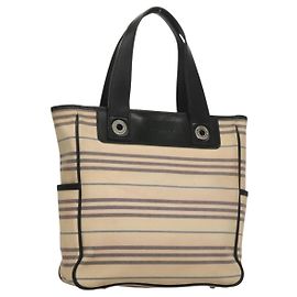 BURBERRY Tote Bag Canvas Beige Silver Auth bs27693 Silvery Beige