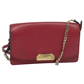 BURBERRY Chain Wallet Leather Pink Gold Auth bs28328 Pink Golden