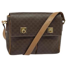 Céline Sac à épaule en toile Macadam CELINE en cuir PVC marron doré Auth 132726 Marron Doré