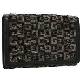 Portafoglio GIVENCHY Beads Nero Argento Auth sw1091 Nero Argento