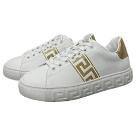 Baskets Greca Versace Blanc Doré