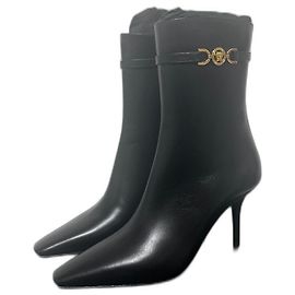Bottes Stiletto Noires Versace Noir Doré