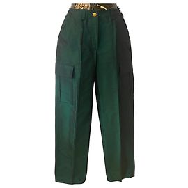Pantalones cargo de ejército iridiscentes verdes Vintage Chanel 96A pasarela FR 34/36 Verde Metálico Verde oscuro