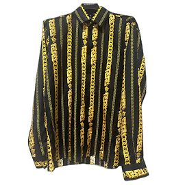 Camicia in seta con catena Versace Nero Giallo