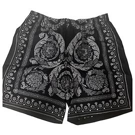 Versace Trompe L’Oeil Silk Shorts Black White