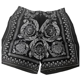 Versace-Bermuda de seda Trompe L’Oeil Versace-Preto,Branco