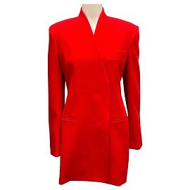 Salvatore Ferragamo Ferragamo Red 2023 Collarless Double Breasted Blazer Red