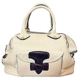 Borsa Loewe May Sand e Marrone Scuro in Vitello Sabbia Marrone scuro