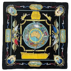 Hermès-Hermès Black Silk Scarf-Black