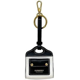 Burberry Leather Keyring Charm Black White